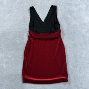Symphony Dress Women's Small 4-6 Two Tone Black Red Midi Sleeveless Cocktail